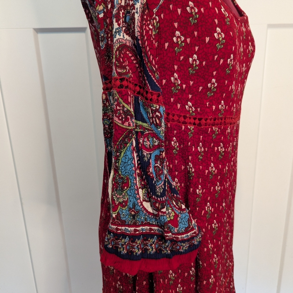 Mini Dress Boho Paisley Floral Size Large - Picture 8 of 13